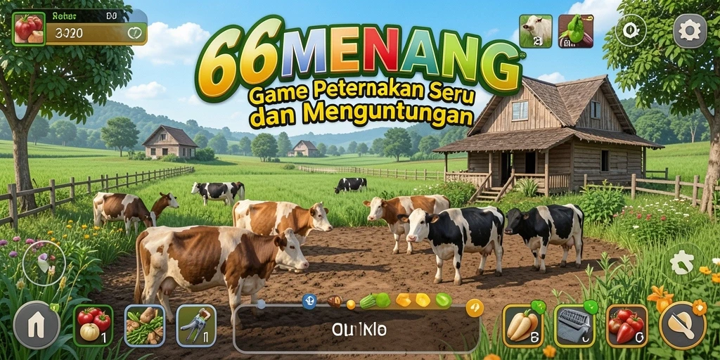 Screenshot permainan 66MENANG menampilkan aksi bertani yang seru.