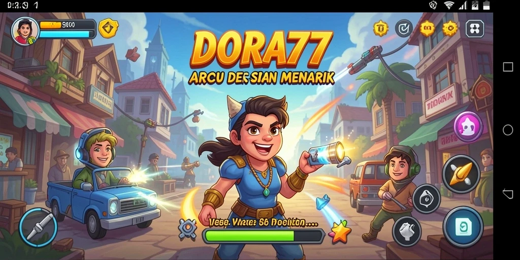 Tampilan gameplay DORA77 yang penuh warna dan dinamis.