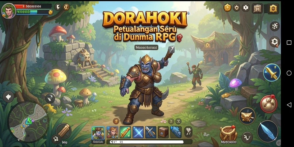 Gameplay DORAHOKI yang menampilkan pertarungan epik dan eksplorasi.