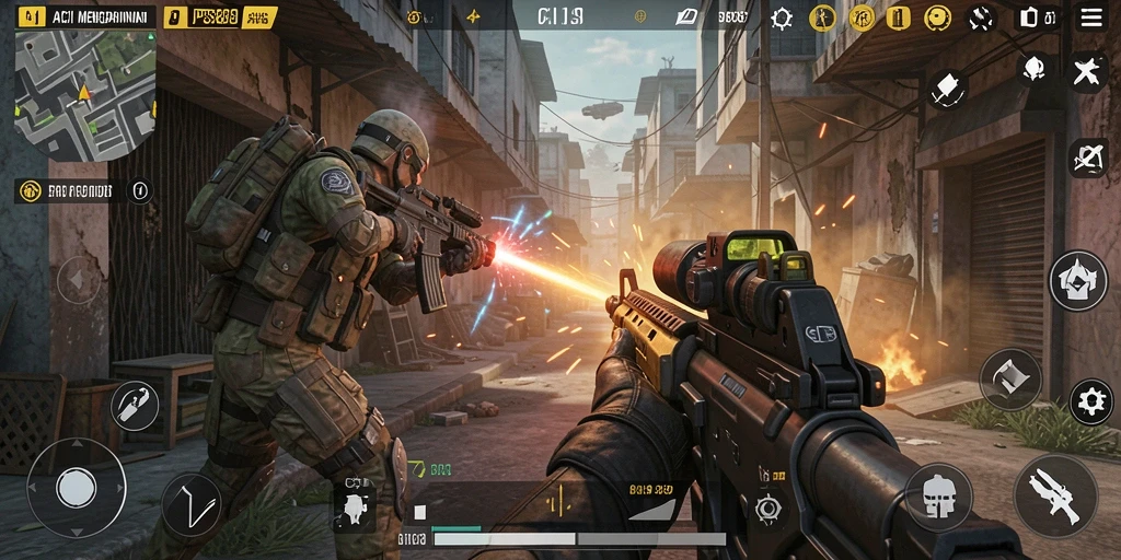 Screenshot utama JPS888 menampilkan aksi tembak-menembak yang intens dalam permainan FPS.