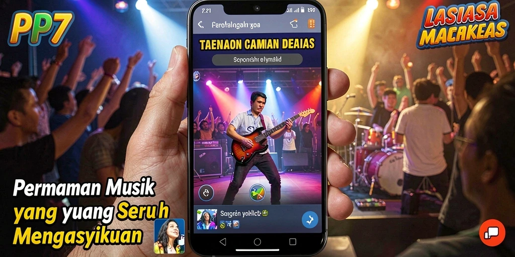 Tampilan gameplay PP7 yang seru dengan berbagai pilihan lagu.