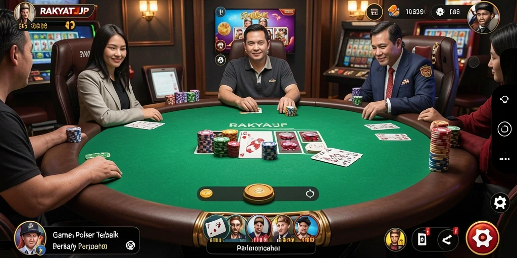 Screenshot RAKYATJP yang menunjukkan aksi seru permainan Poker.