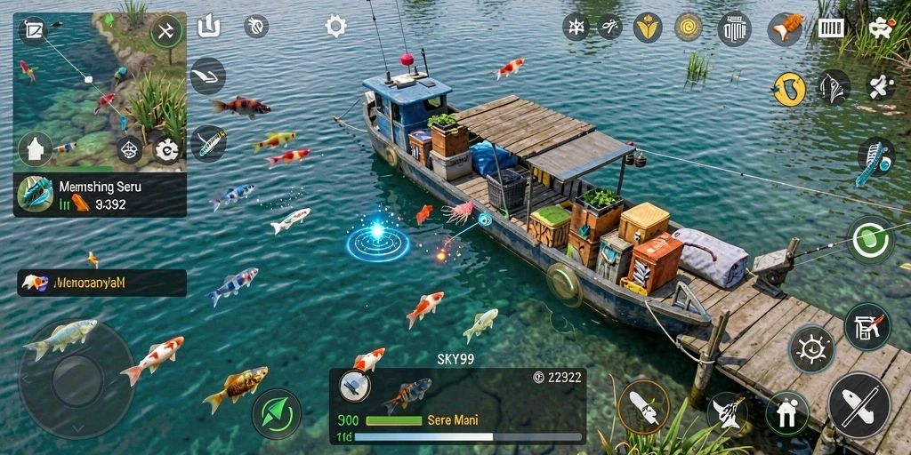 Tampilan gameplay memancing yang menakjubkan di SKY99.