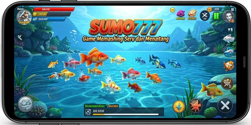 Tampilan screenshot SUMO777 dengan gameplay menangkap ikan yang seru.