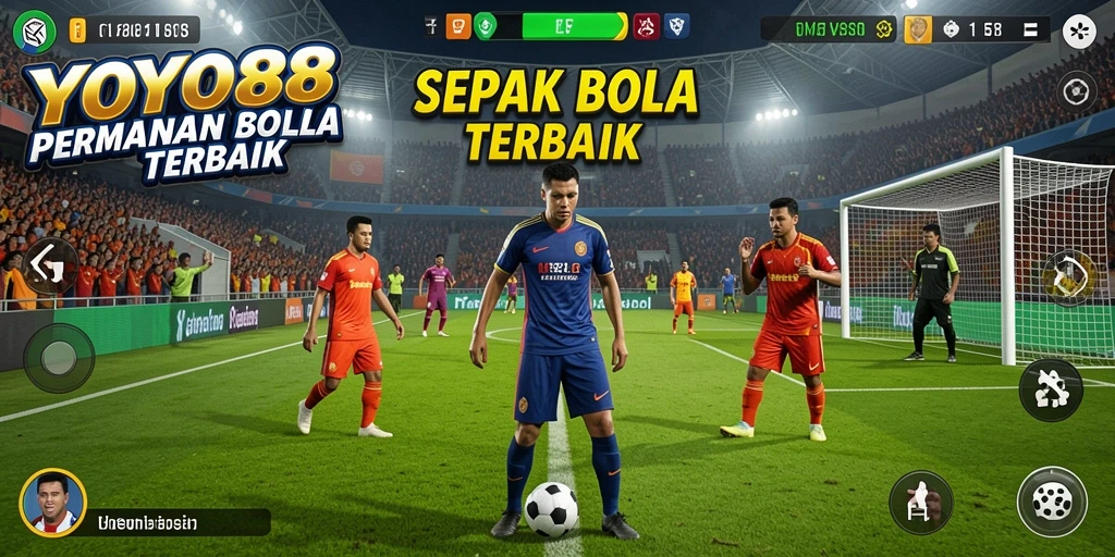 Tampilan gameplay intens dengan aksi sepak bola yang mendebarkan.